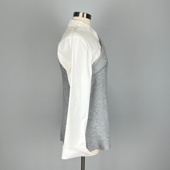 Vince Camuto Womens White Gray Asymmetrical Sweater Blouse Long Sleeve size XL - Picture 5 of 12